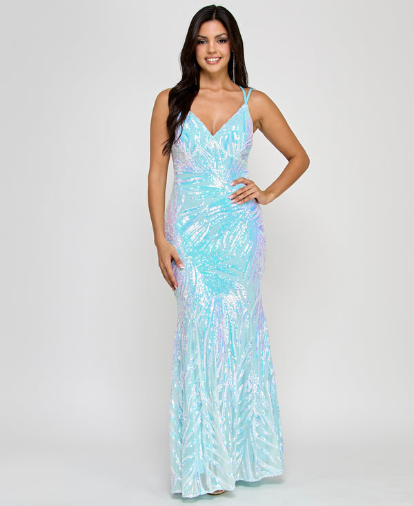 R&m Richards Francesca Feathered Sequin Gown