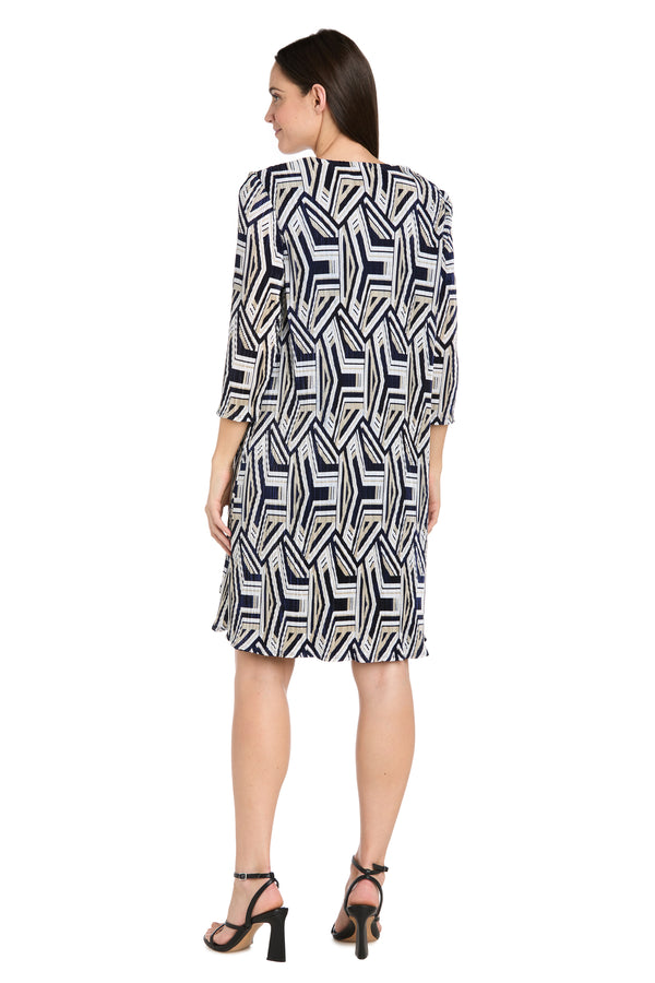 R&m Richards Geometric Printed Jacket Dress - Petite