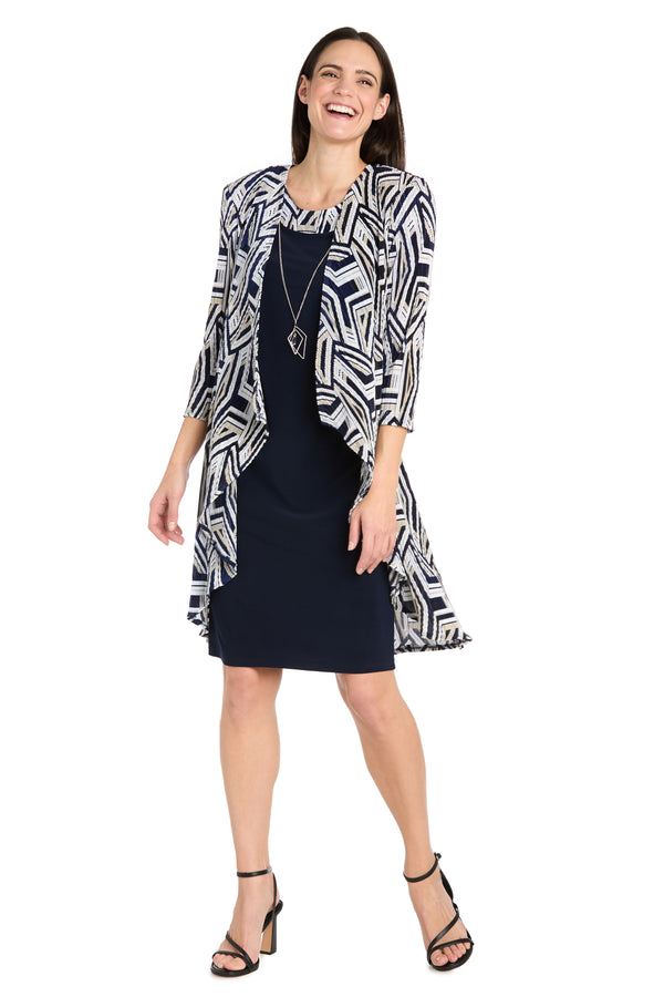 r&m richards Geometric Printed Jacket Dress - Petite