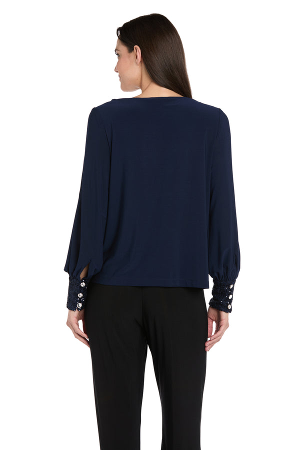 R&m Richards Glimmer Touch Slit-Sleeve Top