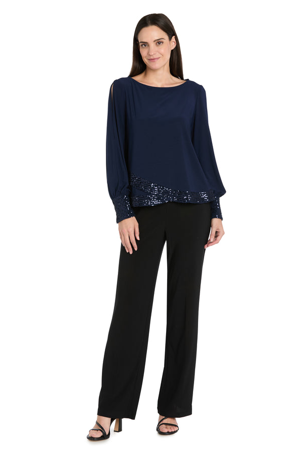 R&m Richards Glimmer Touch Slit-Sleeve Top