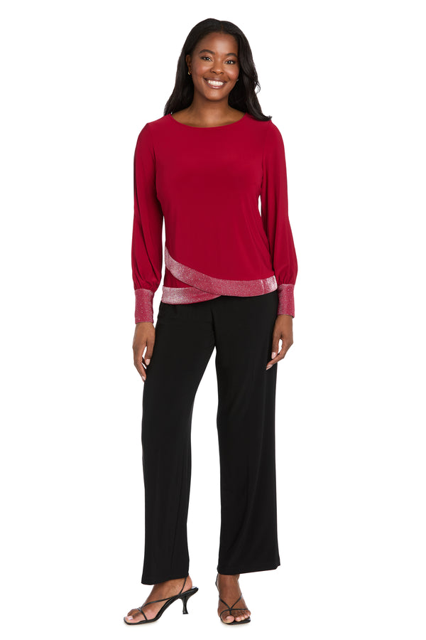 R&m Richards Glimmer Touch Slit-Sleeve Top