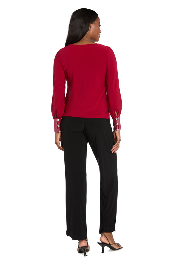 R&m Richards Glimmer Touch Slit-Sleeve Top