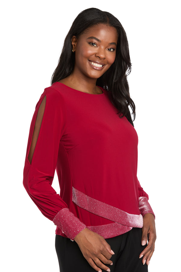r&m richards Glimmer Touch Slit-Sleeve Top