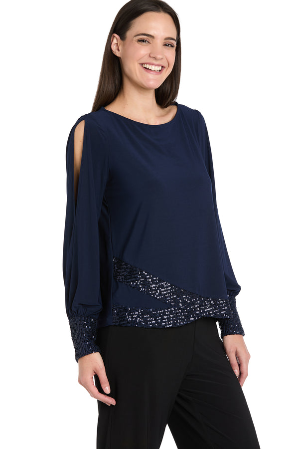 r&m richards Glimmer Touch Slit-Sleeve Top