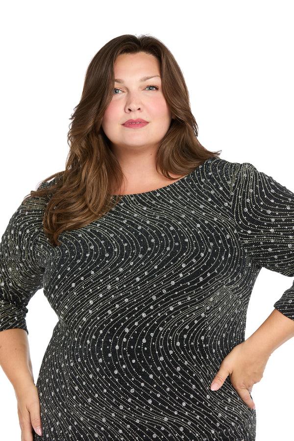 R&m Richards Glitter Knit Sheath Dress - Plus