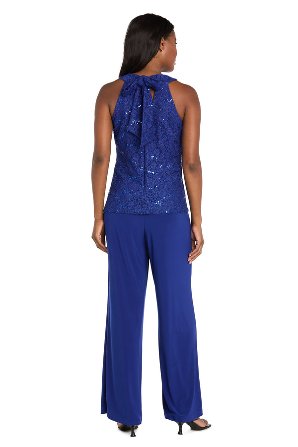 R&m Richards Glitter Lace Halter Jumpsuit