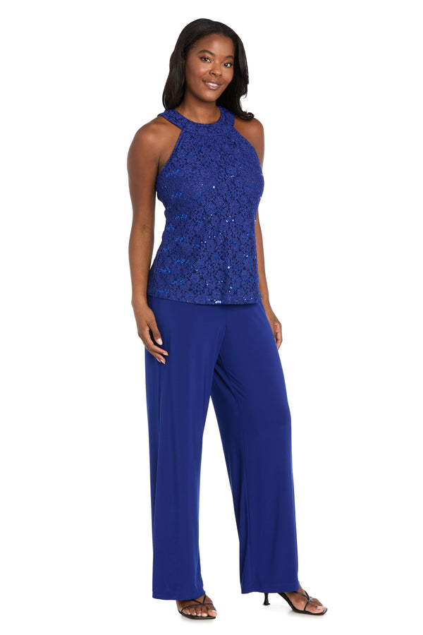 R&m Richards Glitter Lace Halter Jumpsuit