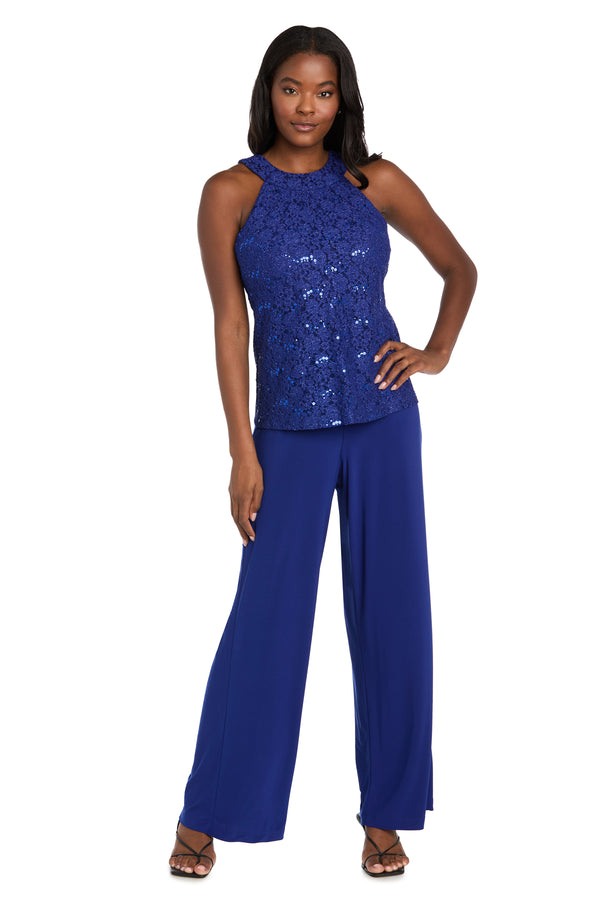 r&m richards Glitter Lace Halter Jumpsuit