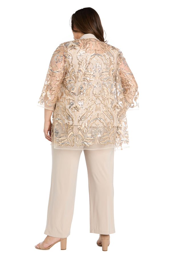 R&m Richards Gold Sequin Pant Suit - Plus