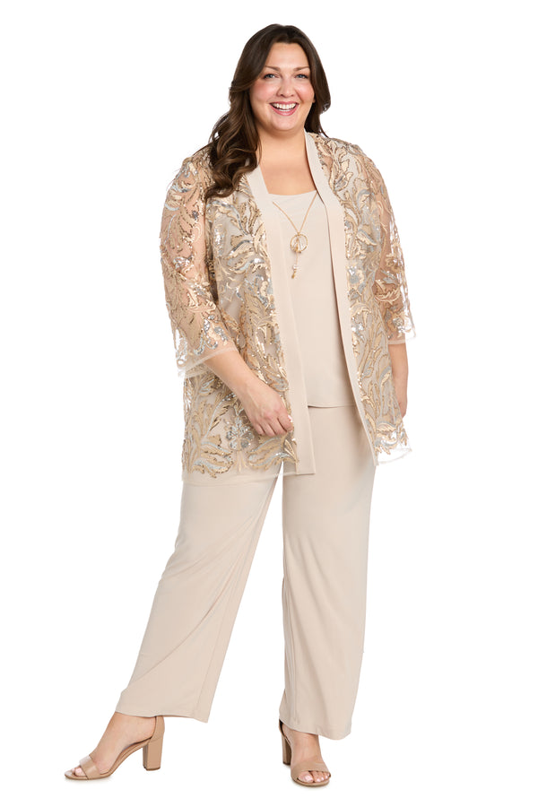 r&m richards Gold Sequin Pant Suit - Plus