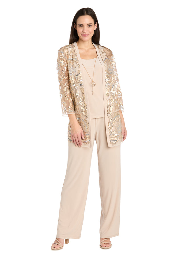 r&m richards Gold Sequin Pant Suit