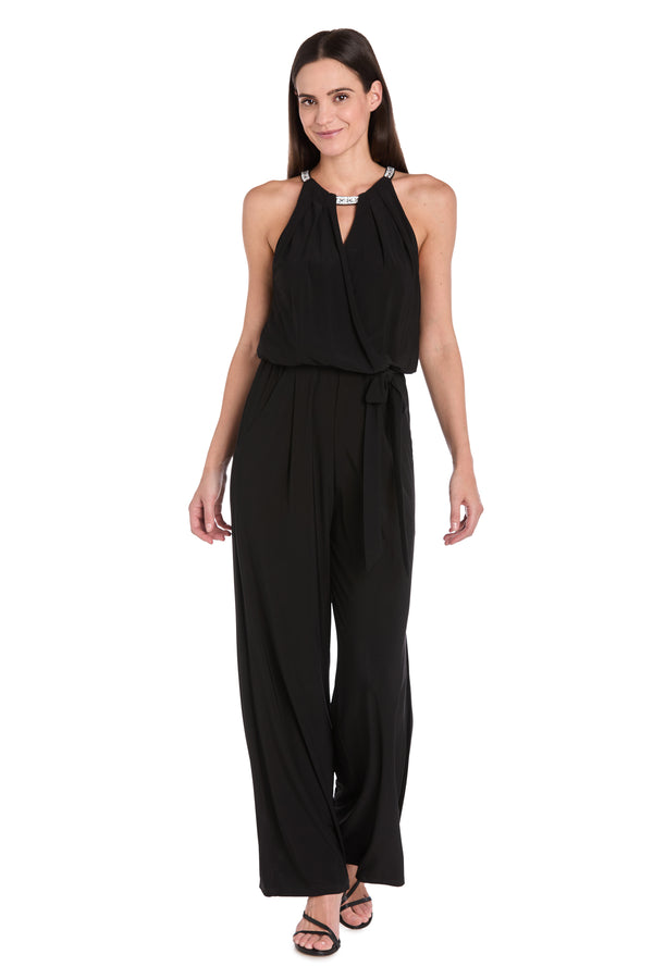R&m Richards Halo Neckline Keyhole Jumpsuit - Petite