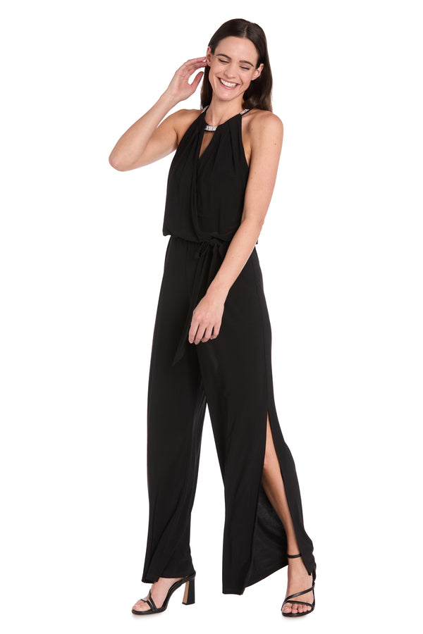 r&m richards Halo Neckline Keyhole Jumpsuit - Petite