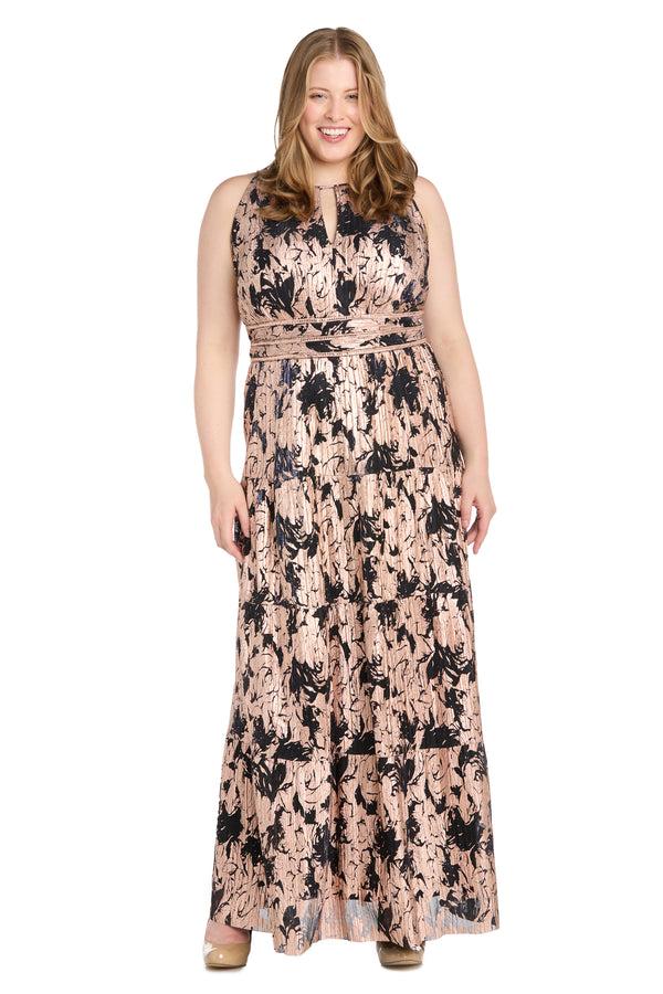 r&m richards Halter Foil Printed Evening Gown - Plus
