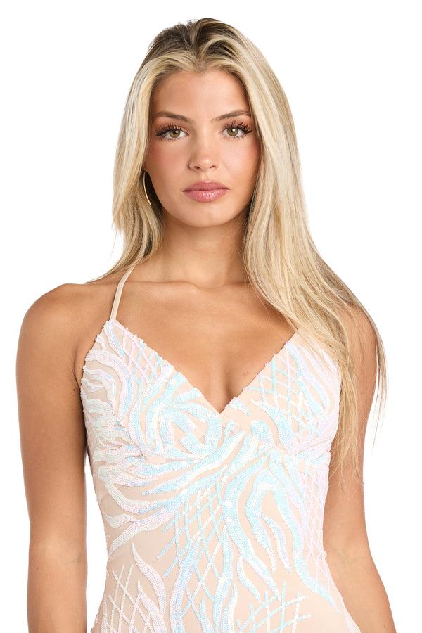 R&m Richards Haze Sequin Dress