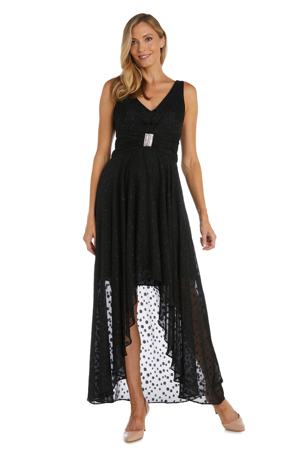 R&m Richards High-Low Polka Dot Chiffon Dress