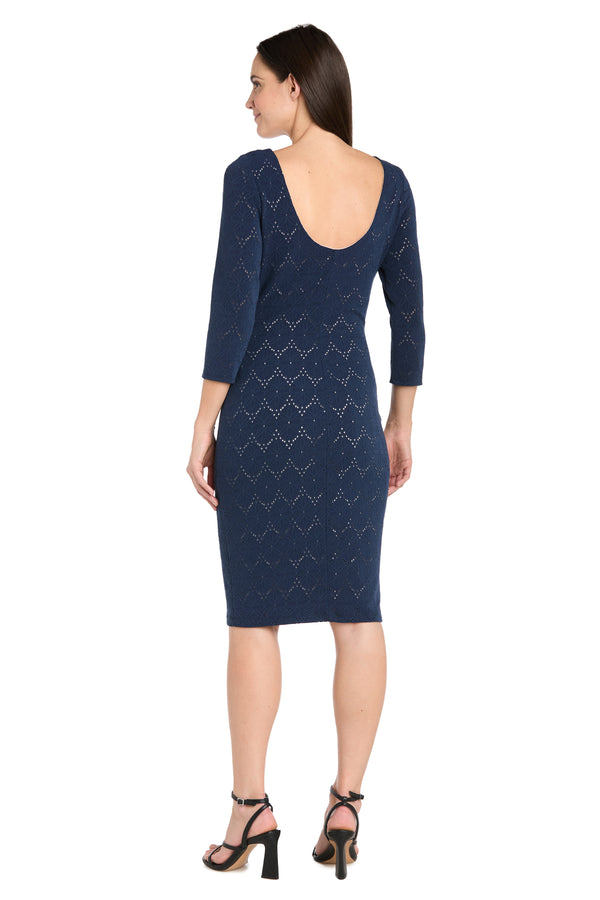 R&m Richards Illusion Pattern Stretch Dress