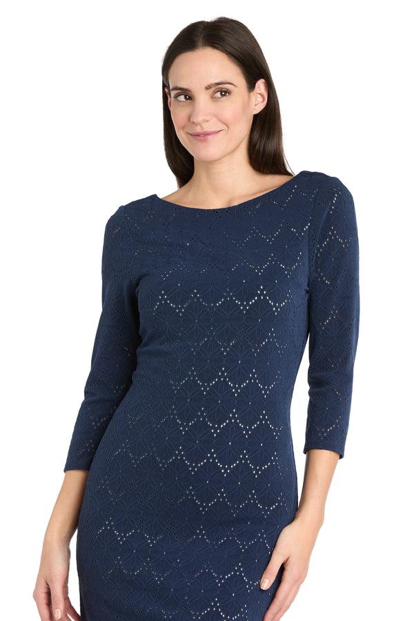 R&m Richards Illusion Pattern Stretch Dress - Petite