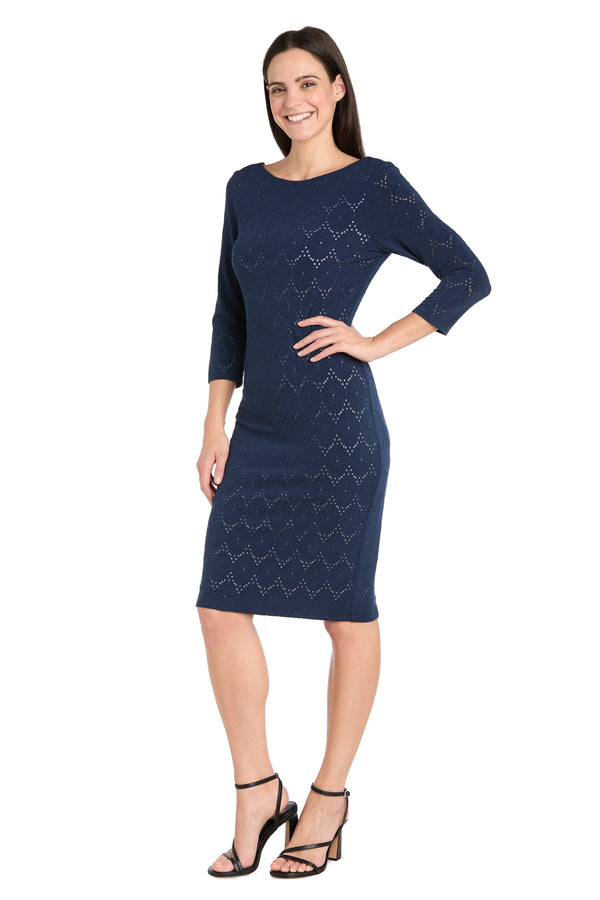 R&m Richards Illusion Pattern Stretch Dress - Petite