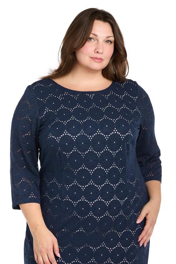 R&m Richards Illusion Pattern Stretch Dress - Plus