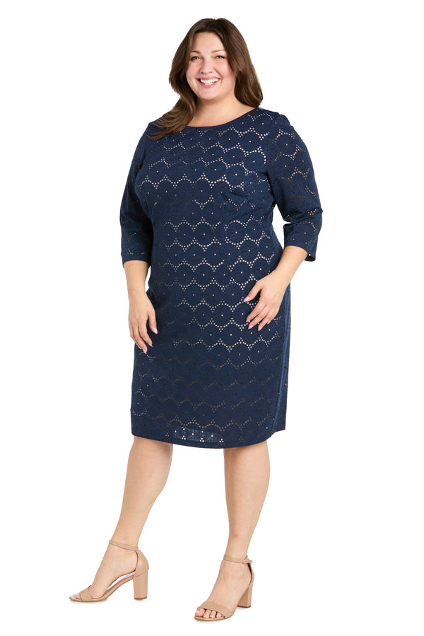 R&m Richards Illusion Pattern Stretch Dress - Plus
