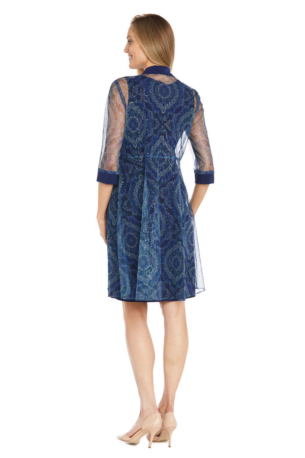 R&m Richards Illusion Sequin Jacket Dress