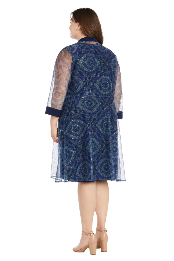 R&m Richards Illusion Sequin Jacket Dress - Plus