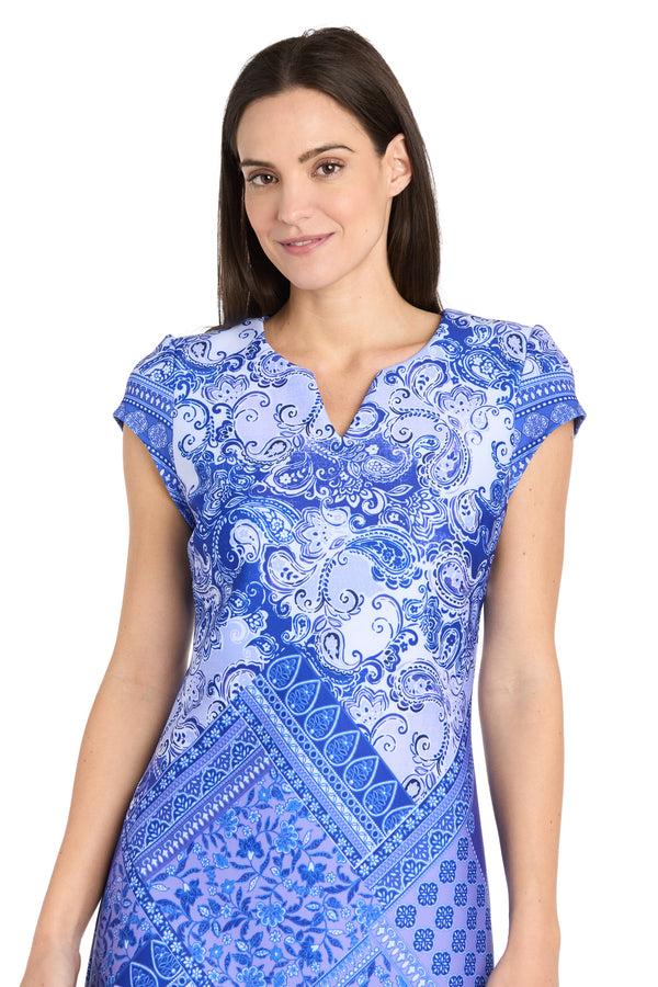 R&m Richards Intricate Pattern Stretch Mini Dress