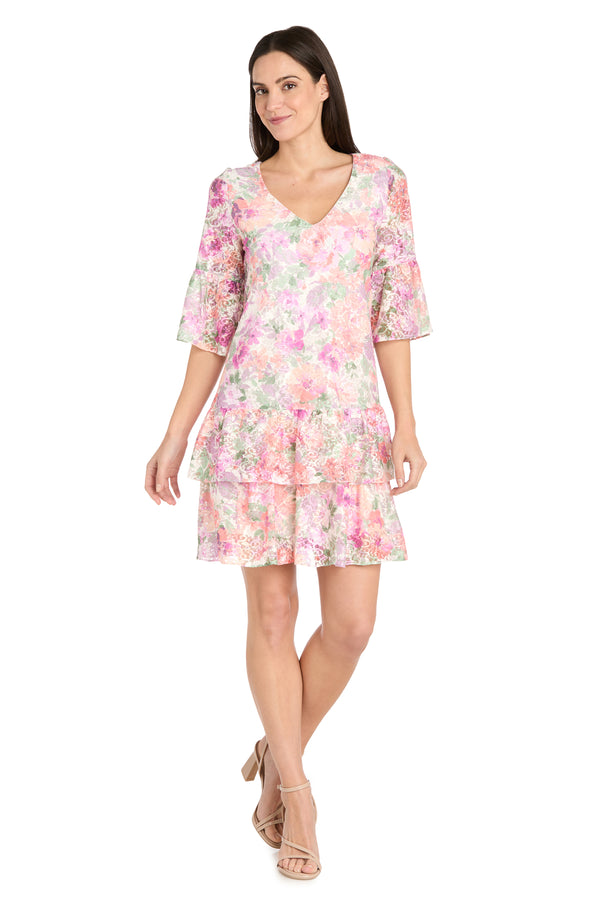 r&m richards Ivory Blossom Lace Ruffle Dress