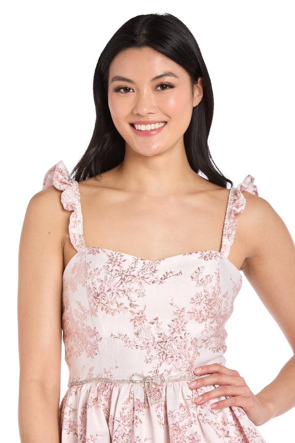 R&m Richards Jackie Jacquard Ruffle Mini Dress