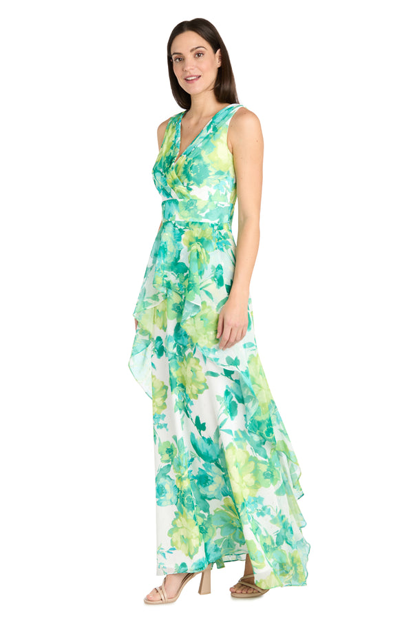 R&m Richards Jade Bloom Ruffle Dress