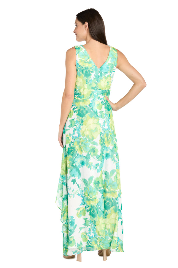 R&m Richards Jade Bloom Ruffle Dress - Petite