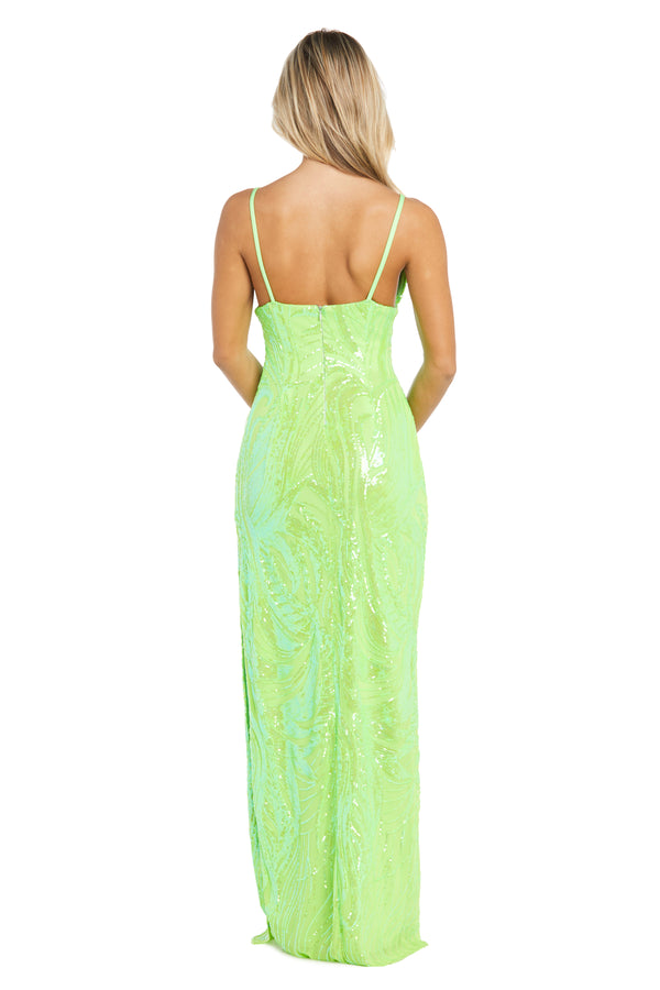 R&m Richards Linnea Lime Sequin Dress