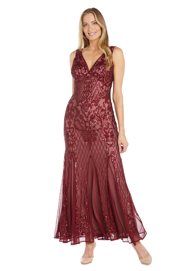 r&m richards Long Beaded Sleeveless Dress