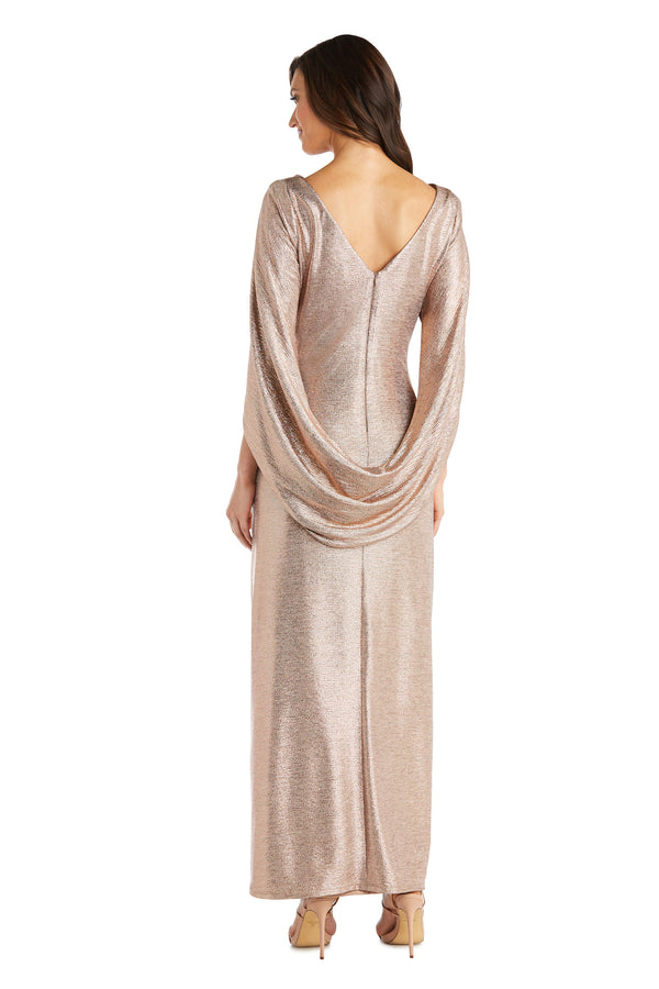 R&m Richards Long Dress With Back Drape Sleeves