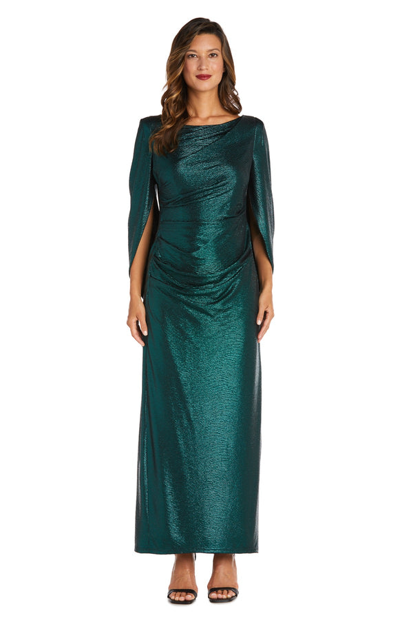 R&m Richards Long Dress With Back Drape Sleeves