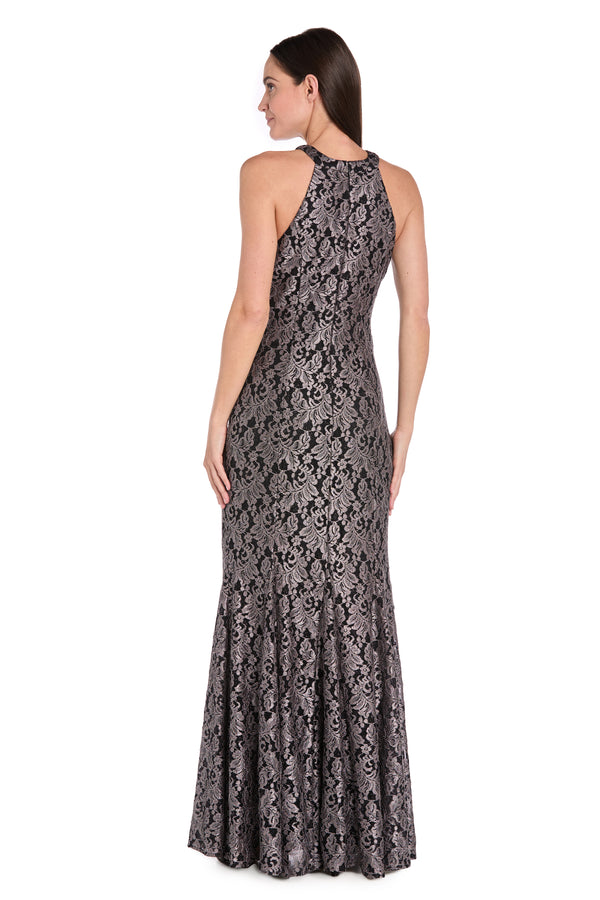 R&m Richards Long Glitter Lace Dress