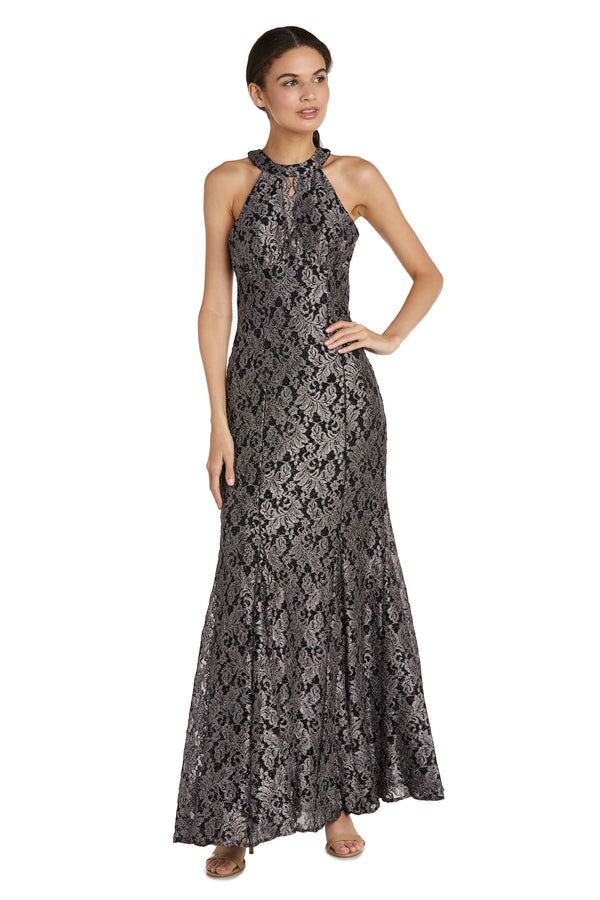 R&m Richards Long Glitter Lace Dress - Petite