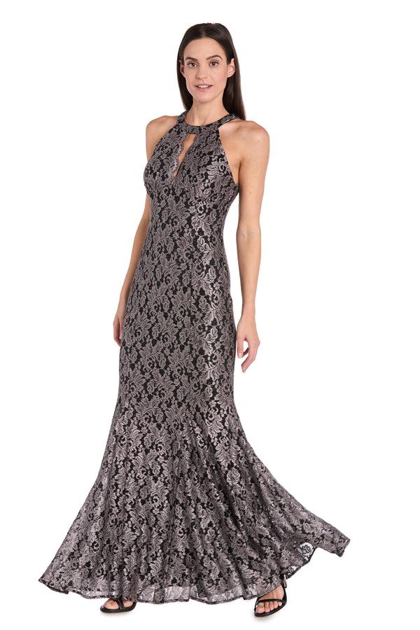 r&m richards Long Glitter Lace Dress