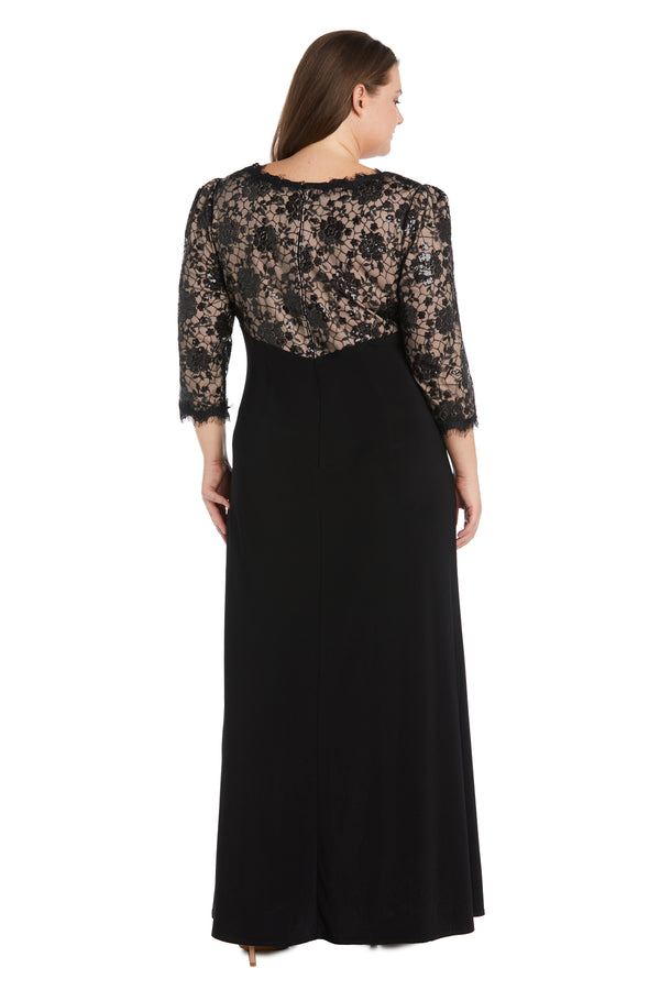 R&m Richards Long Lace Evening Gown - Plus