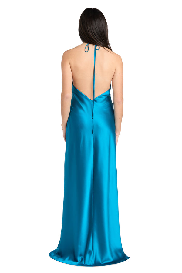 R&m Richards Lucia High Neck Satin Gown