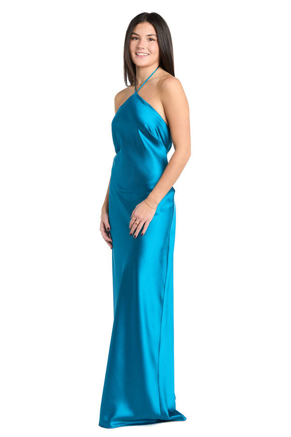 R&m Richards Lucia High Neck Satin Gown