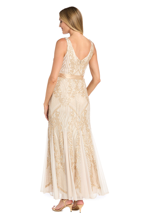 R&m Richards Lustrous Glamour Gold Evening Dress
