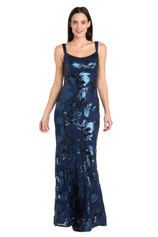 R&m Richards Matte Sequin Gown - Petite