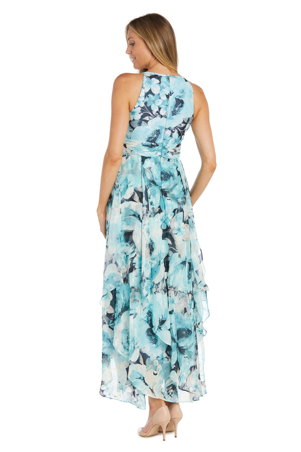 R&m Richards Maxi Floral Dress With Ruffle Skirt