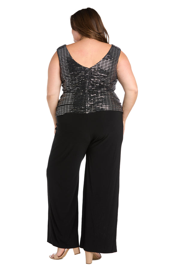 R&m Richards Metallic Glow Draped Jumpsuit - Plus