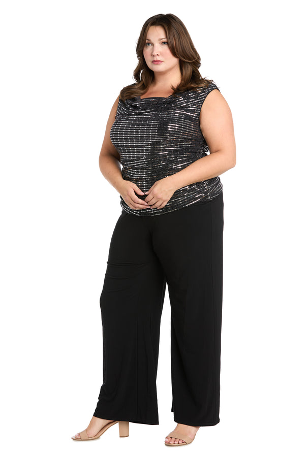 R&m Richards Metallic Glow Draped Jumpsuit - Plus