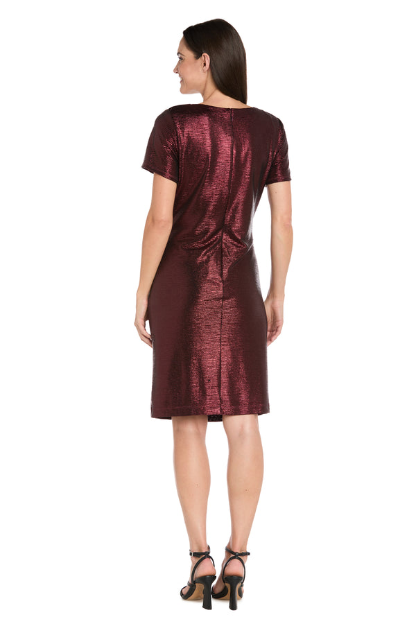 R&m Richards Metallic Knot-Neck Cocktail Dress