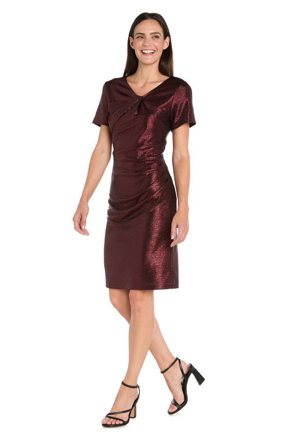 r&m richards Metallic Knot-Neck Cocktail Dress